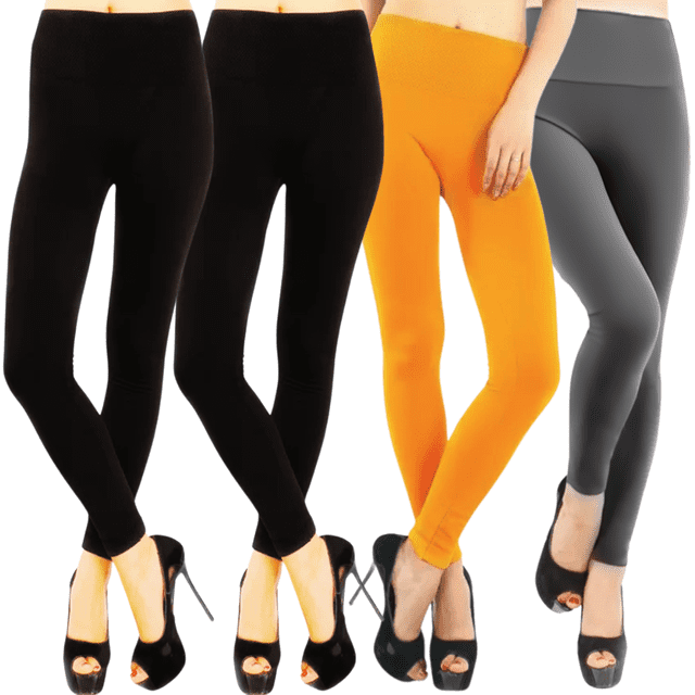Pack 4 Colores Leggins Faja Termicos Afelpados Unitallas Yoga