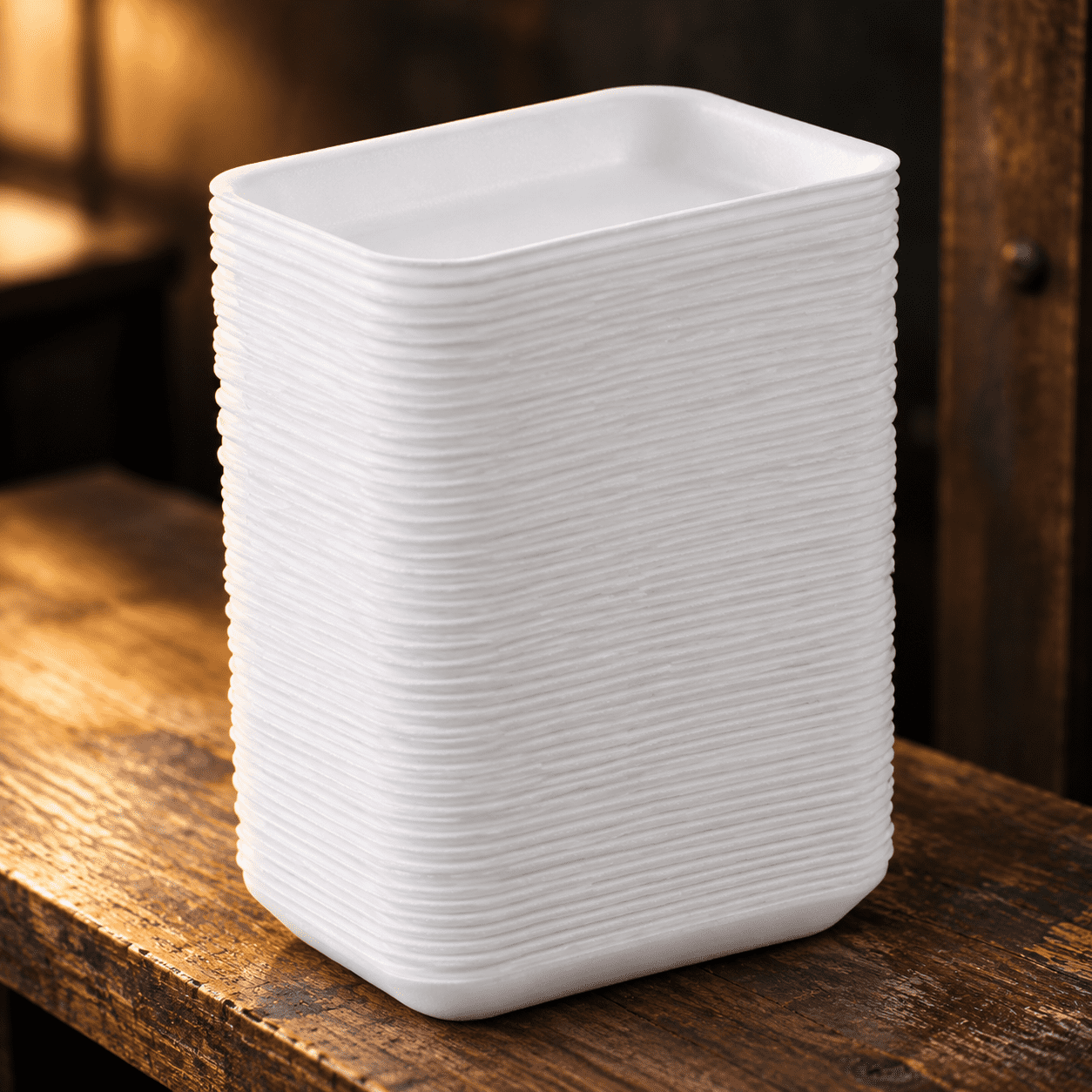 150 Count Disposable Foam Serving Trays, White, Rectangle, For Food and ...