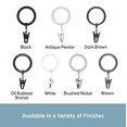 thumbnail image 5 of Anillos para cortinas Kenney Clip, paquete de 14 unidades, 5/8 a 3/4, en metal marrón, 5 of 5