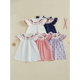 thumbnail image 3 of BemeyourBBs Kids Toddler Baby Girls 4th of July Dress Outfit Patriot Fourth of July Independence Day Clothes Flag Embroidery Dot Plaid Print Short Sleeve Dress Toddler Girl Summer Outfit, 3 of 9