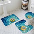 thumbnail image 3 of Funny Art Bathroom Rugs Set Summer Skeleton Swimming Blue Sea View Oil Painting Non Slip Absorbent Soft Bath Mats 3 Piece Set with Bathroom Rug, U-Shaped Floor Mat, Toilet Seat Cover Large Size, 3 of 9