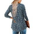 thumbnail image 5 of Traleubie Womens Plus Size Tunic Tops Wrap Shirts New Spring Autumn Casual Long Sleeve V Neck Botton Up Floral Henley Blouses for Leggings Loose Fit Flattering Tunic Tees Ruched Blouses Clothes L-4XL, 5 of 8