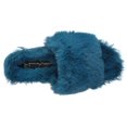 thumbnail image 5 of Jessica Simpson Gema Teal Blue Open Toe Furry Wedge Platform Mule Slide Sandals (5), 5 of 6