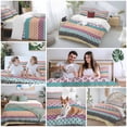 thumbnail image 5 of 3 Piece Boho Duvet Cover Set Full Size,Microfiber Comforter/Quilt Cover with Corner Ties and 2 Pillowcases,Colorful Striped Ethnic Geometric Modern Abstract Art All Season Bedding with Zipper Closure, 5 of 8
