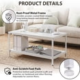 thumbnail image 4 of SuperDeal 2-Tier Compact Coffee Table Industrial Cocktail Desk W/ Storage Shelf for Small Apartment Living Room, White Marble Pattern, 4 of 10