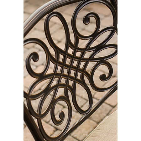 Hanover Traditions 9-Piece Rust-Free Aluminum Outdoor Patio Dining Set with Tan Cushions, 8 Dining Chairs, and Tempered Glass Rectangular Dining Table, TRADDN9PCG