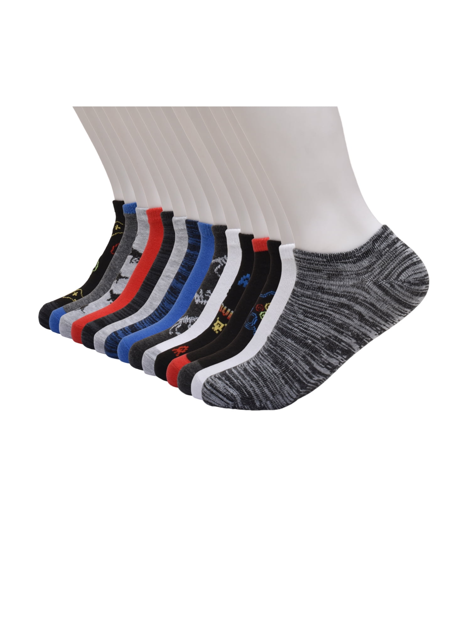 Wonder Nation Boys Gamer No-Show Socks, 15-pack, Size Medium (Shoe Size 9-2.5)