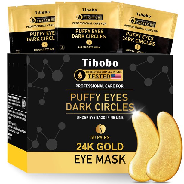 Parches debajo de los ojos (50 pares) - Tratamiento de máscaras de ojos de oro de 24 quilates para bolsas de ojos, ojos hinchados y ojeras - Producto nutritivo para el cuidado de la piel - Regalos de