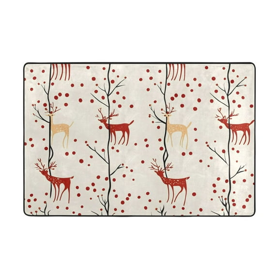 Ryvnso Christmas Reindeer Area Floor Mats Large Nursery Rugs Non-Slip Carpets Doormat 36" x 24"