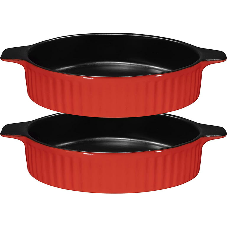 Bruntmor Ceramic Pie Pans Set 2 With Handles For Christmas Dinner Baking  Dishes/ Quiche Dish/ Apple Pie/ Tart. Oven Safe Nonstick Porcelain Round  Baking Plate/ Pot/ Tart Pan. 8/Teal