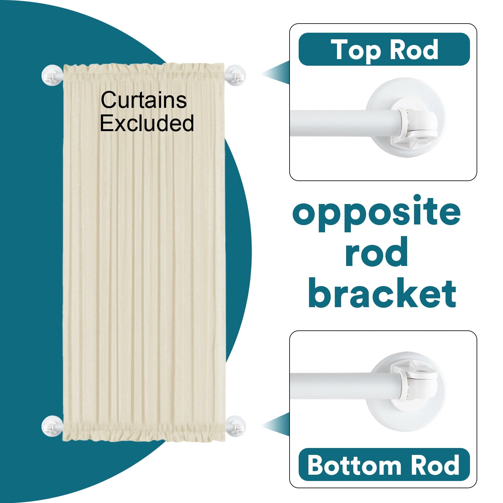 Turquoize 2 Pack Adjustable Magnetic Curtain Rods 16 to 28 inch Multi-Use for Iron and Steel Place with Upgraded Rotating Head, White