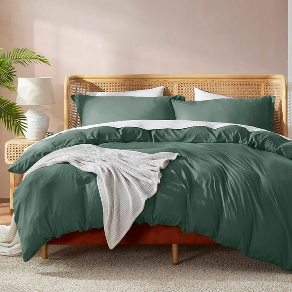 Green Duvet Cover Full Size - Soft Double  Full Size Duvet Cover Set, 3