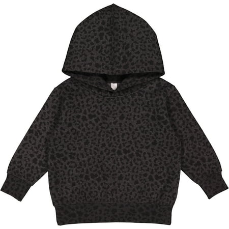 

Rabbit Skins Toddler Fleece Long Sleeve Hooded Pullover Sweatshirt with Side Seam Pockets Black Leopard 5T/6T