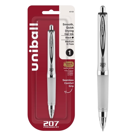 Bolígrafo de gel Uni-Ball 207 Premier de tinta negra retráctil