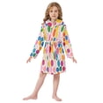 thumbnail image 6 of FORMRS Niños Bathrobe Unisex Hooded Robe Soft Plush Pajamas Sleepwear, Size 4-6T, Watercolor Circles, 6 of 7