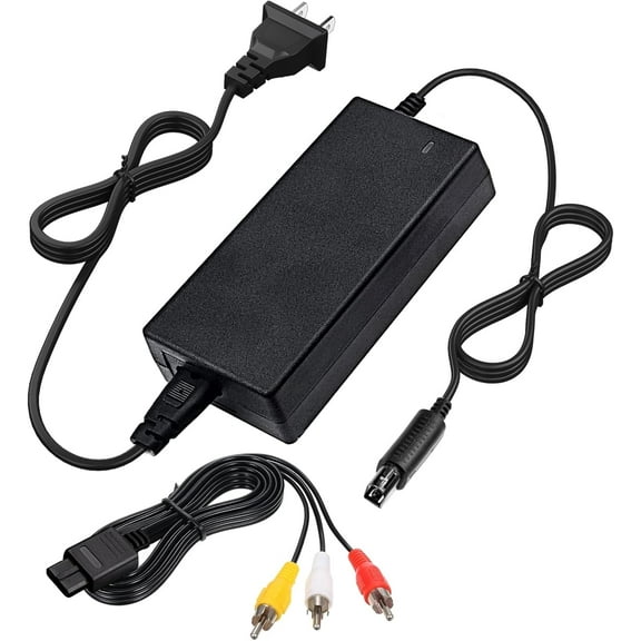 Power Supply and AV Cable for Gamecube, NGC AC Power Adapter & AV Cable Set, Power Cord Compatible with Gamecube Console