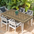 thumbnail image 2 of Sage Green Boho Table Cloths for 6 Foot Rectangle Tables, Vintage Ethnic Tribe Abstract Art Floral Patio Waterproof Elastic Fitted Tablecloths, Washable Rectangular Table Cover for Camping, 2 of 8