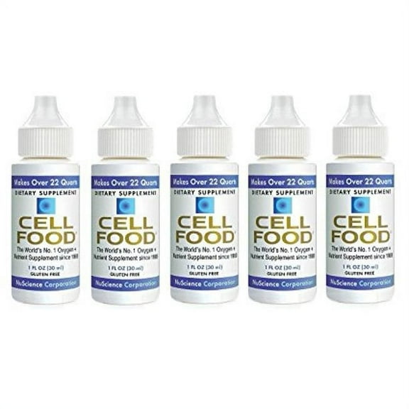 Cellfood Liquid Concentrate, 1 oz. Bottle (Pack of 5) - Original Oxygenating Formula Containing Seaweed Sourced Minerals, Enzymes, Amino Acids, Electrolytes, Superior Absorption- Gluten Free, GMO Free
