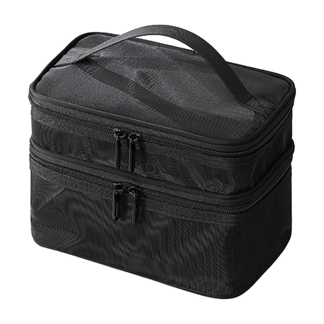 Bolsa de cosméticos de doble capa,Bolsa de cosméticos de doble capa Bolsa de maquillaje de viaje Bolsa de cosméticos de malla Materiales ecológicos
