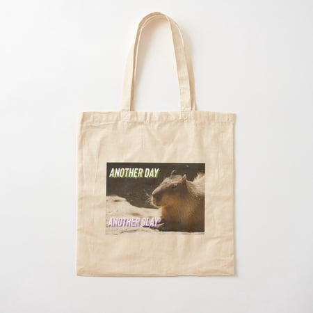 Another Day Another Slay Capybara Canvas Tote Bags, Reusable Shopping Bag