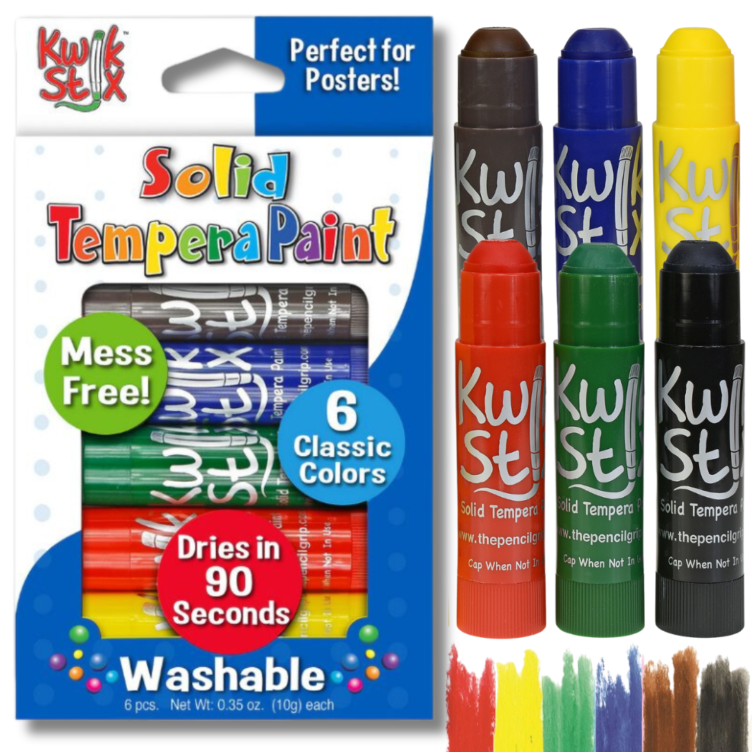 Kwik Stix Solid Tempera Paint Sticks Bundle, 24 Count (4 Packs of 6), Classic, Neon, Metallic & Earth Tone Colors, Washable, Quick-Drying, Non-Toxic