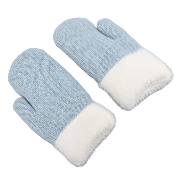 Women Gloves, Cute Mitten Gloves Double Sided Mint Blue for Outdoor Activities