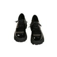 thumbnail image 4 of Frontwalk Womens Leather Shoes Round Toe Dress Shoe Lace Up Loafers Wedding Fashion Chunky Platform Loafer Ladies Lug Sole Black 9, 4 of 9