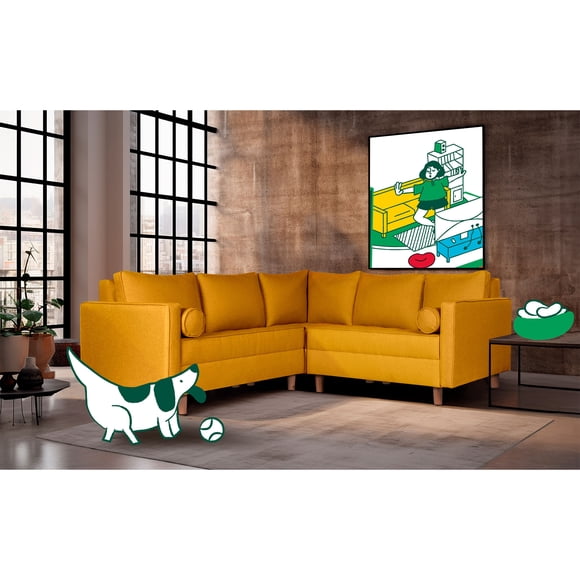 Sala Esquinera Makora de lino Mostaza Modelo Cerati