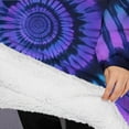 thumbnail image 3 of Oversized Wearable Blanket Hoodie,Blue Purple Tie Dye Mandala Pattern Sherpa Blanket Hoodie with Super Pockets,Super Warm Fuzzy Pullover for Women & Men, 3 of 6