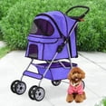 thumbnail image 1 of 4 Wheels Pet Stroller Foldable Dog Stroller Cat Stroller with Storage Basket & Removable Liner, Travel Lite Foldable Carrier Strolling Cart for Dogs Cats,Purple, 1 of 7