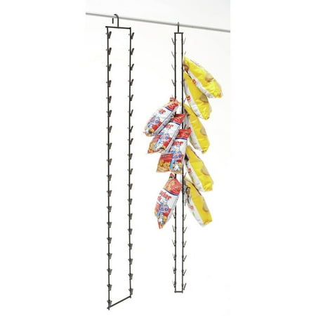 Hanging Potato Chip Rack, 36 Clips, Black Metal - 2 1/2 L x 5