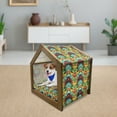thumbnail image 3 of Colorful Pet House, Abstract Optic Effect Triangle Pattern Digital Vibrant Contemporary Design, Outdoor & Indoor Portable Dog Kennel with Pillow and Cover, 5 Sizes, Multicolor, by Ambesonne, 3 of 5
