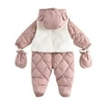 thumbnail image 5 of BFHHYA Baby Infant Winter Snowsuit Coat Romper Fleece Hooded Footie Outwear Zip-up Warm Jumpsuit Bodysuit with Gloves for Girl Boy, 5 of 9
