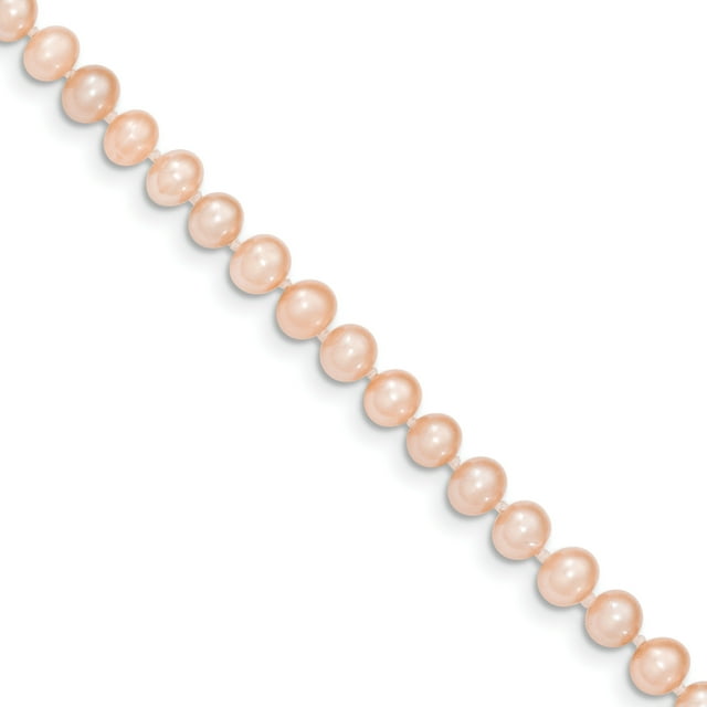 14K Or Jaune 5-6mm FW Rose Cultivé Près de Collier de Perles Rondes 24 Pouces