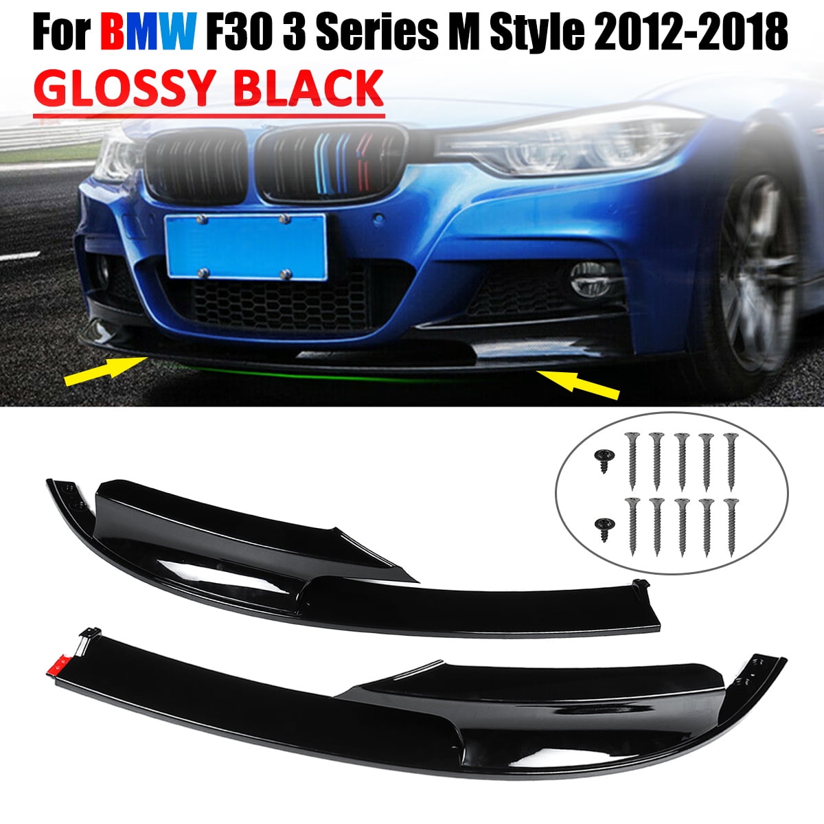 For 2012-2018 BMW F30 3 Series Carbon Fiber Style Sport Front Bumper Lip Spoiler 