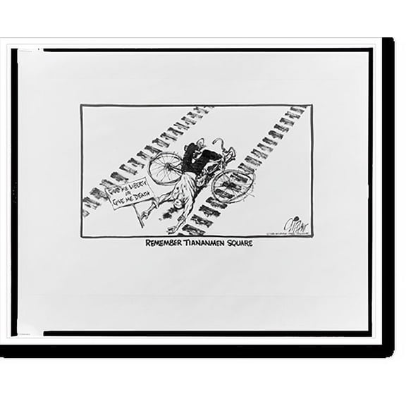Historic Print, Remember Tiananmen Square.Oliphant., 16" x 20"