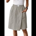 thumbnail image 2 of Pantalones Cortos de para Mujer, Bermudas Informales, Largos, de Cintura Alta, Cómodos y de Verano con Bolsillos Gris S, 2 of 8