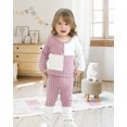 thumbnail image 4 of Kimi bear 3T Toddler Girl Outfit Set 4T Child Girls Long Sleeves Color Block Top Jegging Pants 2pcs Clothing Pink, 4 of 7