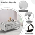 thumbnail image 6 of Storage Ottoman Bench, PU Leather Upholstered Storage Bench with Button, Luxury Button Tufted Bench with Metal Leg and Safety Hinge, Flip Top Footrest Bench for Bedroom Entryway Living Room, Silver, 6 of 10