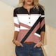 thumbnail image 2 of Tops de Algodón para las Mujeres Impreso Botón 3/4 Manga Suelta Tee, Suave Casual 3/4 Manga Superior, 2 of 3
