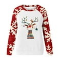 thumbnail image 4 of Bcresic Cute Elk Sweatshirts for Christmas Women Colorblock Snowflake Graphic Raglan Shirts Long Sleeve Crewneck Tunic Fleece Pullover Tops Casual Loose Xmas Holiday Gifts Sweaters,#02_White,X-Large, 4 of 4