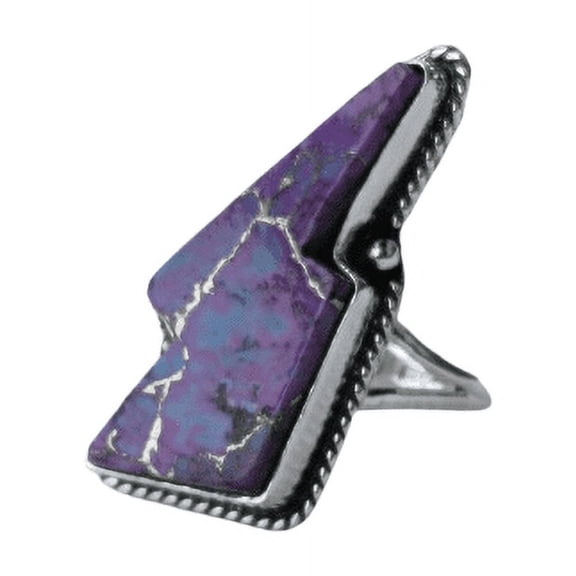 Purple Copper Turquoise Ring, Lightning Bolt Turquoise 925 Sterling Silver Ring, Handmade Ring, Lightning Bolt Gemstone Ring, Family Gift For Her