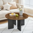 thumbnail image 5 of HOOBRO- Round Coffee Table, Walnut and Black with Symmetrically Arranged Legs, Smooth Surface for Easy Cleaning, Rounded Edges, for Living Room, Office BH88KF01, 5 of 10