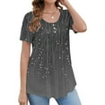 thumbnail image 2 of Endives Women's Short Sleeve T-shirt Tunic Tops Short Sleeve T Shirts Up Casual Ruched Blouses, 2 of 5