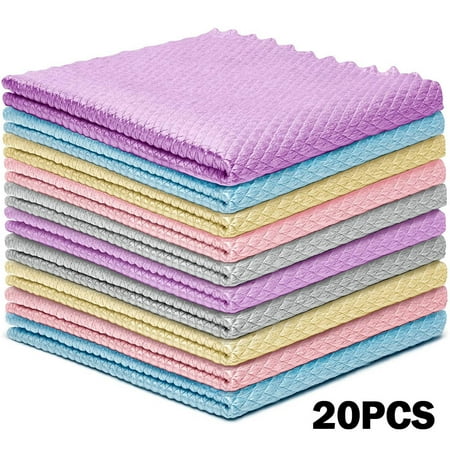 

Streak Free Miracle Cleaning Cloths Reusable Kitchen Towels Easy Clean Cloth Nanoscale Cleaning Cloth Window Mirror Cleaning Cloth 30*30cm Pack of 20(Color Shipped Randomly)