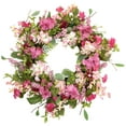 thumbnail image 2 of Northlight Chrysanthemum and Hydrangea Artificial Floral Spring Wreath - 23" - Pink, 2 of 9