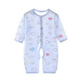 thumbnail image 2 of TMOYZQ Newborn Baby Boys Girls Bodysuit Jumpsuits Button Down Long Sleeve Cotton Rompers Overall Summer Lightweight Infant Outfit Pajama, 2 of 3