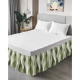 thumbnail image 4 of Sage Green Stripes Wrap Around Bed Skirts for California King Bed 16" Drop,Bed Skirt with Adjustable Elastic Belt Dust Ruffle Bed Valance for Bedroom Retro Farmhouse Abstract Ripple Bed Frame Cover, 4 of 7