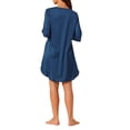 thumbnail image 3 of Camisón de satén para mujer INSPIRE CHIC, con cuello en V, manga corta, pijama básico con bolsillos, talla M, color azul, 3 of 6