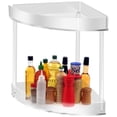 thumbnail image 2 of 2 Tier Corner Bathroom Counter Organizer Clear Acrylic Corner Countertop Organizer with Non-Slip Rubber Pads Stackable Corner Vanity Counter Skincare Shelf Organizer Kitchen Counter Stand, 2 of 11